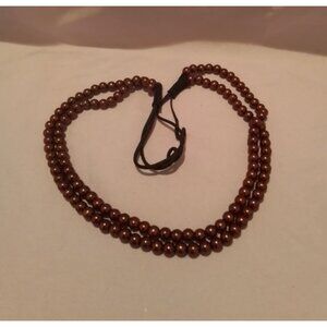 Double Strand Brown Beaded Faux Pearl Elastic Headband For Women
